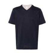 Navy Blue V-Neck Cotton T-Shirt