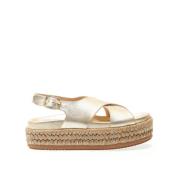 Gylne Kile Sandaler Krysset Metallic Skinn