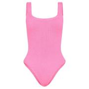 Rynket Square Neck Badedrakt - Bubblegum