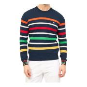 Stripet Bomull Crewneck Genser