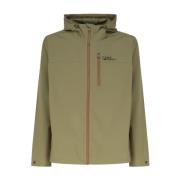 Grønn Windbreaker Glidelås Hette Nylon Jakke