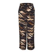 Tiger Print Wide Leg Bukser