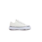 Hvite Lerret Lav-Top Sneakers