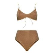 Karamellbrun Glitter Trekant Bikini Sett