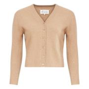 Brun Ull V-Hals Cardigan Genser