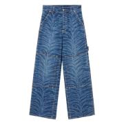 Tigermønster Høy Midje Jeans