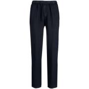 Navy Linen Straight Leg Trousers