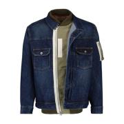 Hybrid Denim Nylon Jakke Ribbet Krage