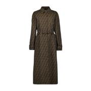 Brun Jacquard Trench Coat