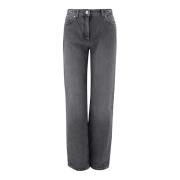 Grå Bomull Denim Straight Leg Jeans