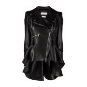 Svart Biker Peplum Kåpe