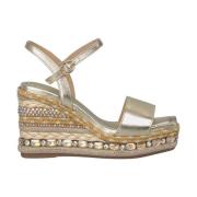 Rhinestone Wedge Sandal med Flettedetaljer