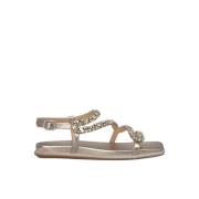 Skinnende lær sandal