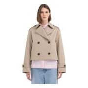 Beige vanntett bomulls trenchcoat