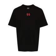 Svart Logo Print Crew Neck T-skjorte