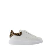 Hvit Leopard Oversized Sneakers Skinn