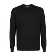 Sort Crew Neck Langermet Genser