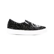 Svart Paljett Slip-On Sneakers