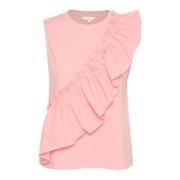 Bluse med rysjedetalj i Mellow Rose