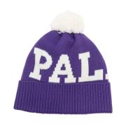 Lilla og hvit Logo Pom Pom Beanie