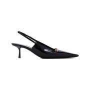 Svart Patent Skinn Slingback Pumps