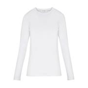 Hvit Crewneck Langarmet T-skjorter