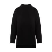 Svart Ull Pullover Sweater