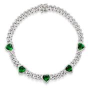 Women's Crystal Embellished Choker with Green Hearts