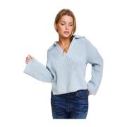 Blå Sophie Sweater V-Hals Oversized Ermer