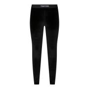 Sort Glanset Velour Leggings