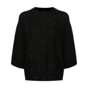 Sort Paljett Prydet Crew Neck Sweater