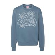 Blå Crew Neck Sweater Brodert Logo