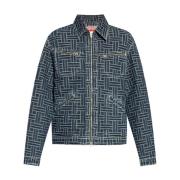 Denim Jacquard Logo Motif Skinnjakke