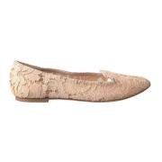 Beige Blomster Blonde Loafers Flate Sko