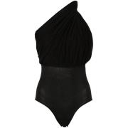 Sort One-Shoulder Drapert Bodysuit