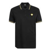 Svart Polo Piquet Stoff Broderi