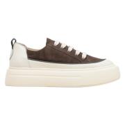 Kvinner Brun & Beige Lav Topp Skinn & Semsket Sneakers Er00113499