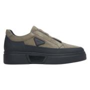 Herre Slip-On Sneakers laget av Ekte Grønn Nubuck Er00113806