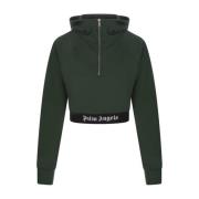 Grønn Crop Zip-Up Hoodie