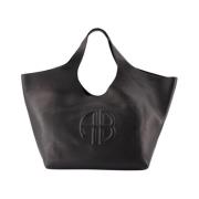 Svart Skinn Shopper Bag