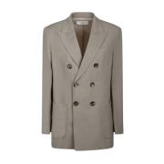 Taupe Crossover Blazer med Skulderputer