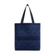 Blå Jacquard Tote Bag