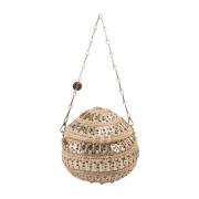 Ball Skulderveske Brun Raffia Metall