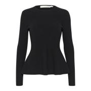 Klassisk Svart Peplum Pullover Genser