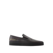 Sort Skinn Slip On Sneakers