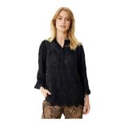 Brodert 3/4 Erme Svart Bluse