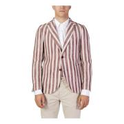 Stripet Bordeaux Knapp Blazer Vår/Sommer