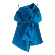 Teal Blue Silk Blend Maxi Bow Top