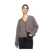 Mørk Taupe Strikket Cardigan Aria Stil