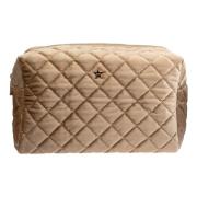 Velvet Square Quilted Make-Up Pouch Large Sparkled Champagne